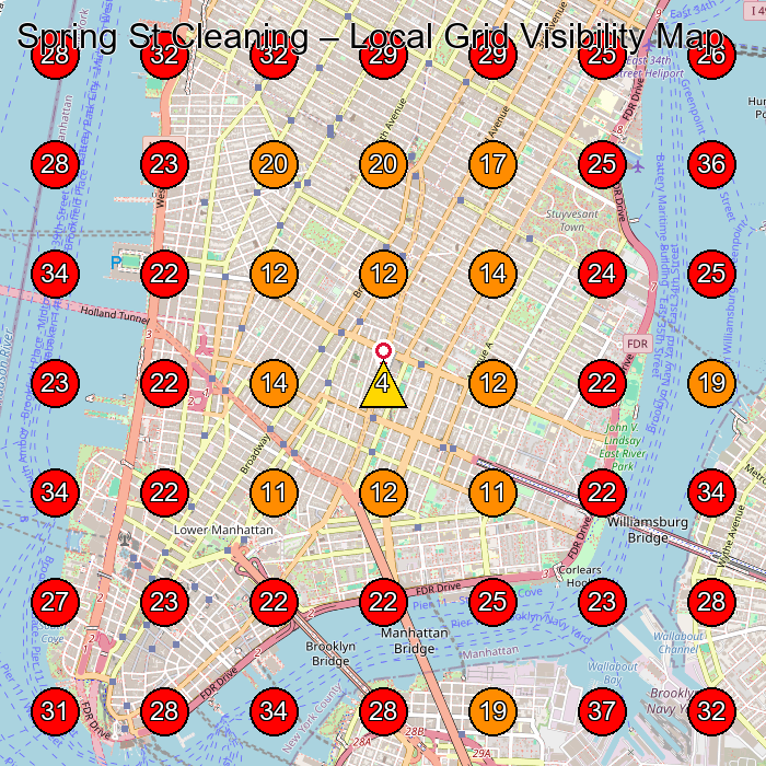 Spring St Cleaning GeoGrid visibility map for Carpet Cleaning Service in New York
